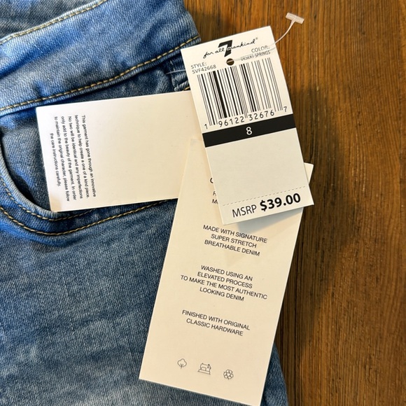 NWT Girl’s 7 For All Mankind A Pocket Shorts Sz 8 - Picture 6 of 9